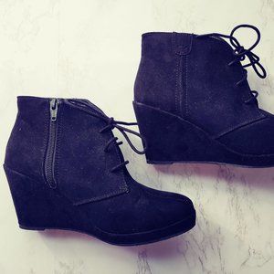 Black Ankle Wedge Booties